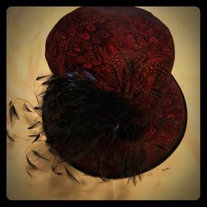 Red Flapper inspired Hat 100% wool one of a kind